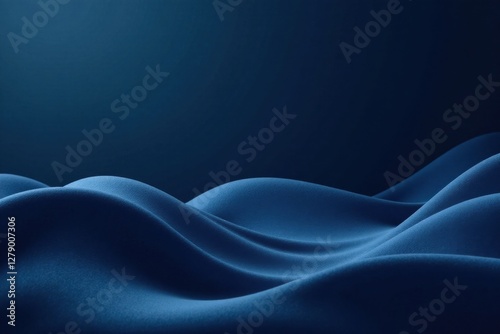 Smooth gray wave moving swiftly across a dark blue gradient background, fluid movement, ocean wave