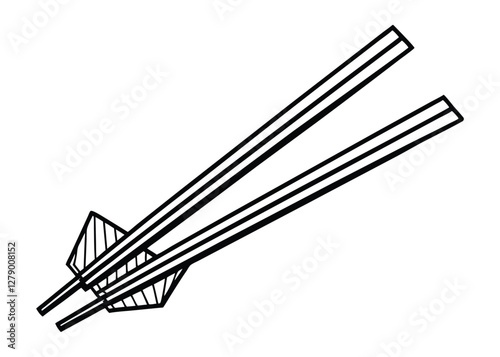 Silhouette of chopstick isolated on a white background