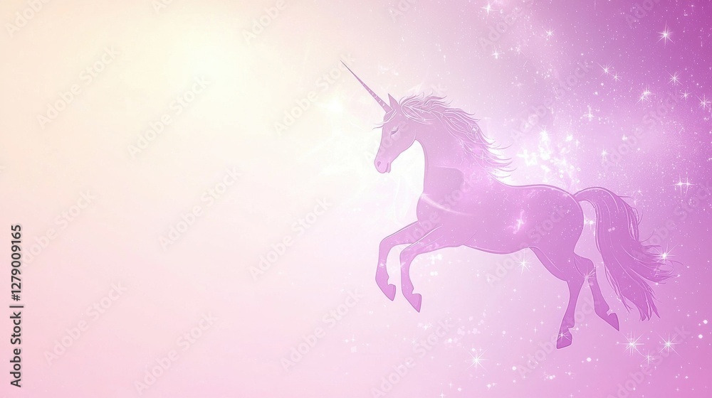 Magical Pink Unicorn with Sparkles in a Dreamy Fantasy Background Magical Pink Unicorn with Sparkles in a Dreamy Fantasy Background