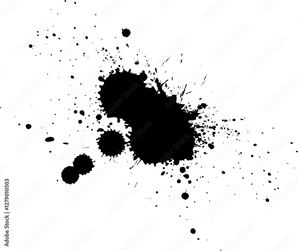 Fototapeta premium black ink brush painting splash splatter artistic