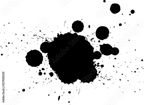 black ink brush dropped splatter splash