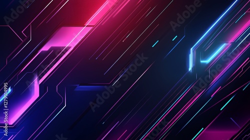 Abstract Neon Lines Geometric Design Background