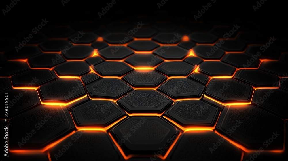 Futuristic hexagonal pattern with glowing edges Futuristic hexagonal pattern with glowing edges