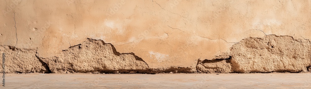 Obraz premium Cracked Earthy Wall Texture with Warm Tones and Distressed Details for Creative Projects