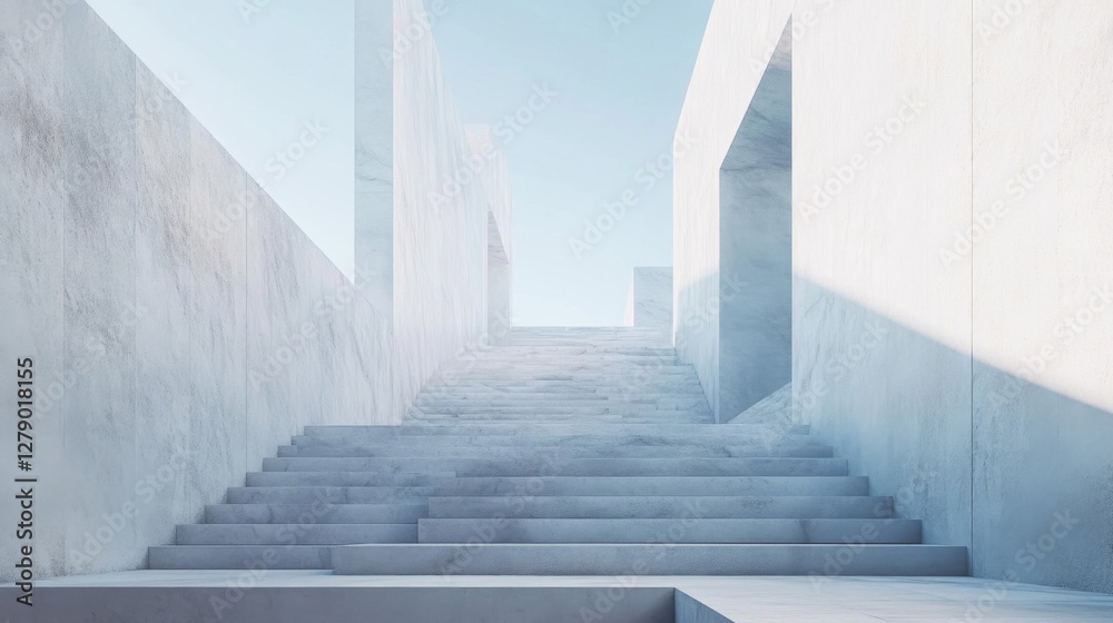 Fototapeta premium Modern Minimalist Concrete Staircase Architecture
