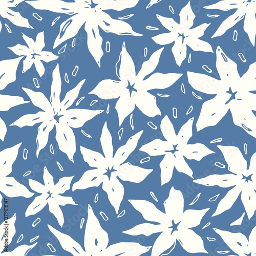 Hand drawn summer floral flowers seamless pattern