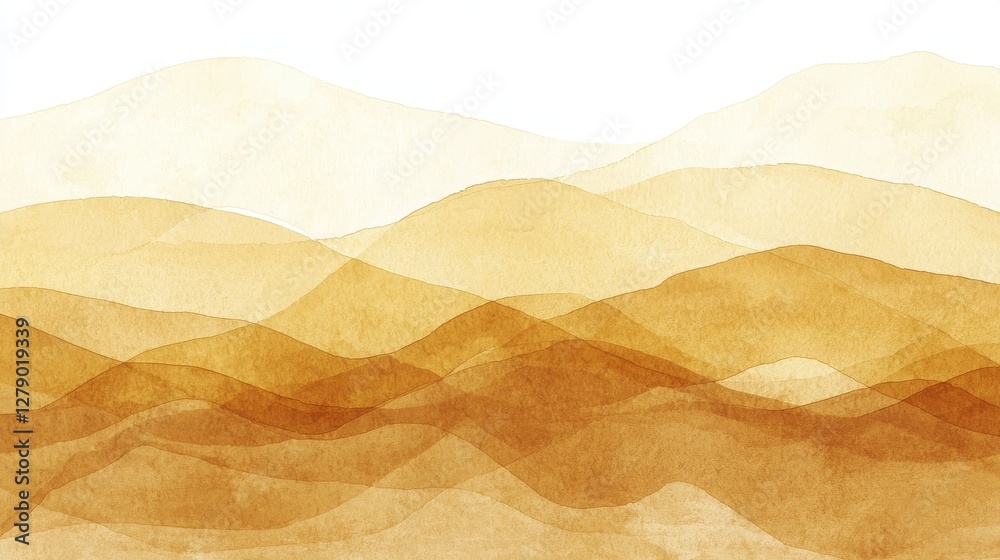 Obraz premium Soft Earthy Watercolor Landscapes in Warm Tones of Brown and Beige