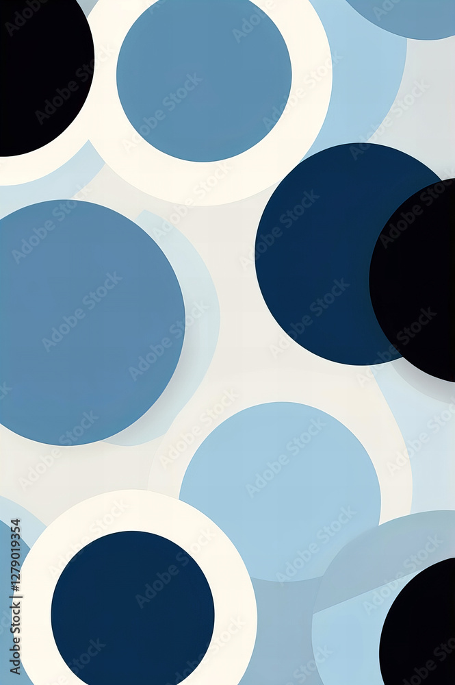 Abstract Geometric Circle Pattern in Varying Shades of Blue and White on Textured Background Abstract Geometric Circle Pattern in Varying Shades of Blue and White on Textured Background