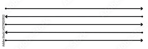 Long arrow. Black arrow pointing right. Black large arrow pointing right. Bold thine long arrow. Vector illustration.