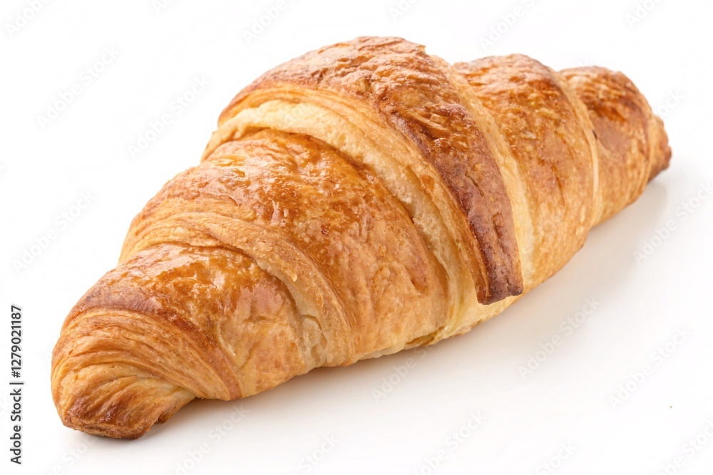 Classic Golden Croissant: Freshly Baked Pastry on White Background Classic Golden Croissant: Freshly Baked Pastry on White Background