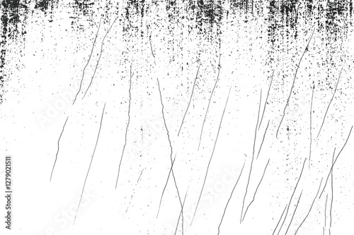 Black scratches and lines abstract pattern isolated on a transparent backgrounds
