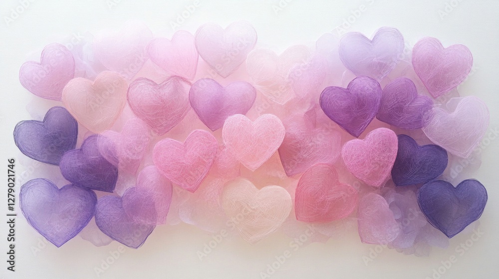 Obraz premium Pastel Pink and Purple Heart Collection