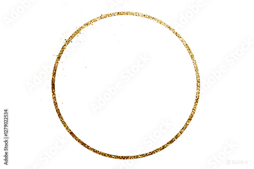 Round gold glitter effect isolated on transparent background