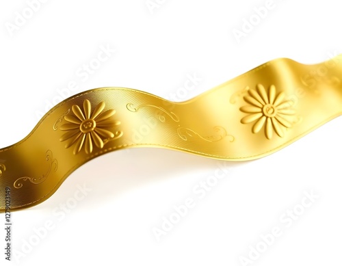 Wallpaper Mural Elegant Gold Ribbon with Intricate Embossed Floral Patterns Torontodigital.ca