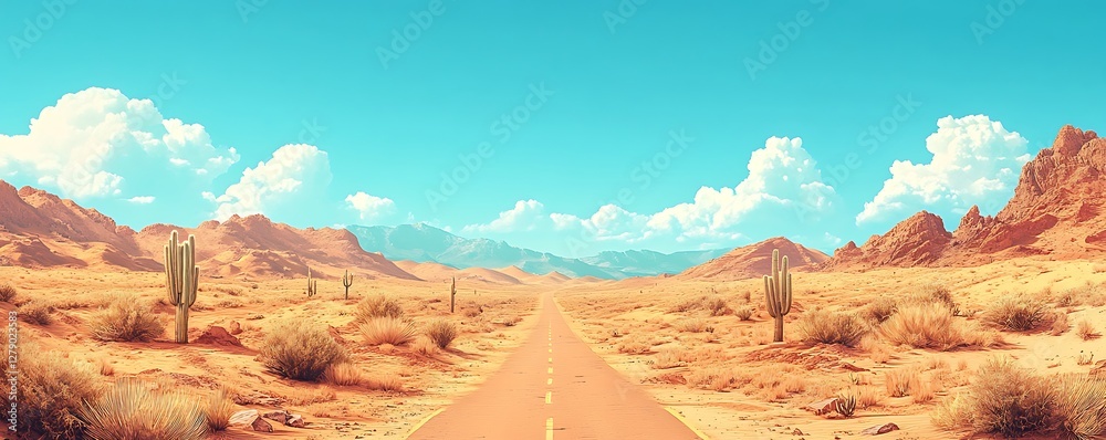 Naklejka premium Panoramic desert landscapes of the southwestern usa with bright skies