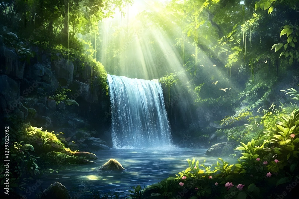 waterfall in the forest waterfall in the forest