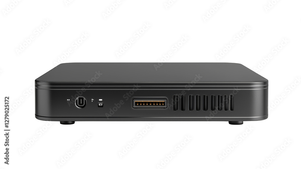 Sleek black box, a compact and portable device for modern needs Sleek black box, a compact and portable device for modern needs