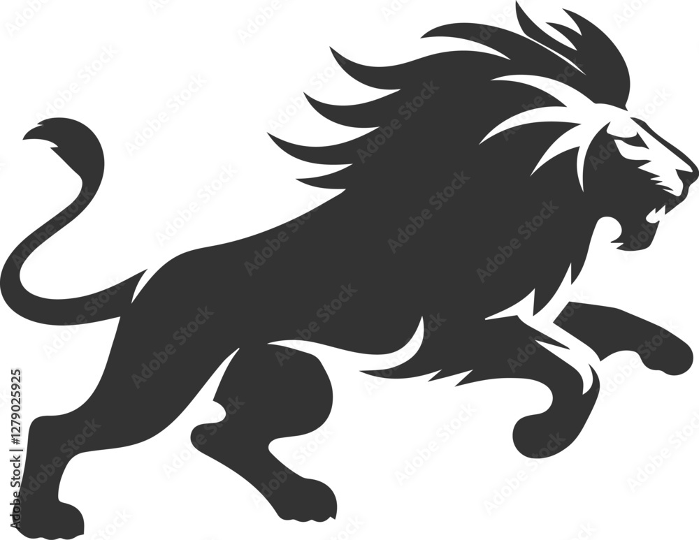Obraz premium A lion chasing after prey silhouette animal vector
