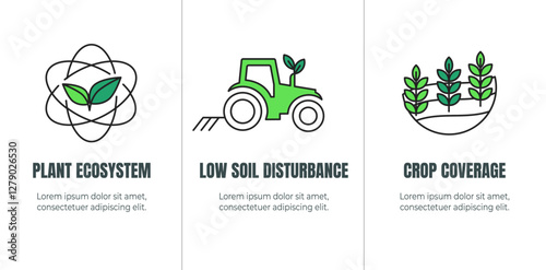 Sustainable Farming Icon Set - Maximize Soil Coverage and Integrate Livestock-Examples for Regenerative Agriculture Icon Set