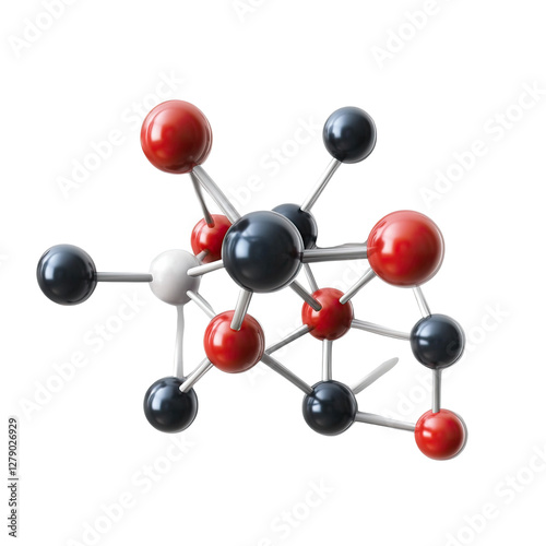 3D molecular structure representing chemical bonds and molecular interactions in a scientific context.