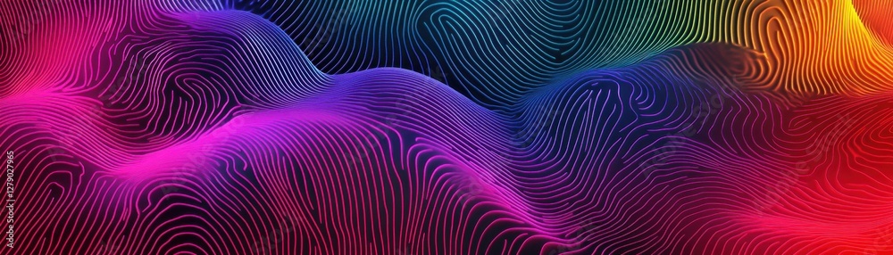 Fototapeta premium A vibrant, abstract design featuring colorful, wavy lines creating a visually dynamic pattern with a mesmerizing blend of hues.
