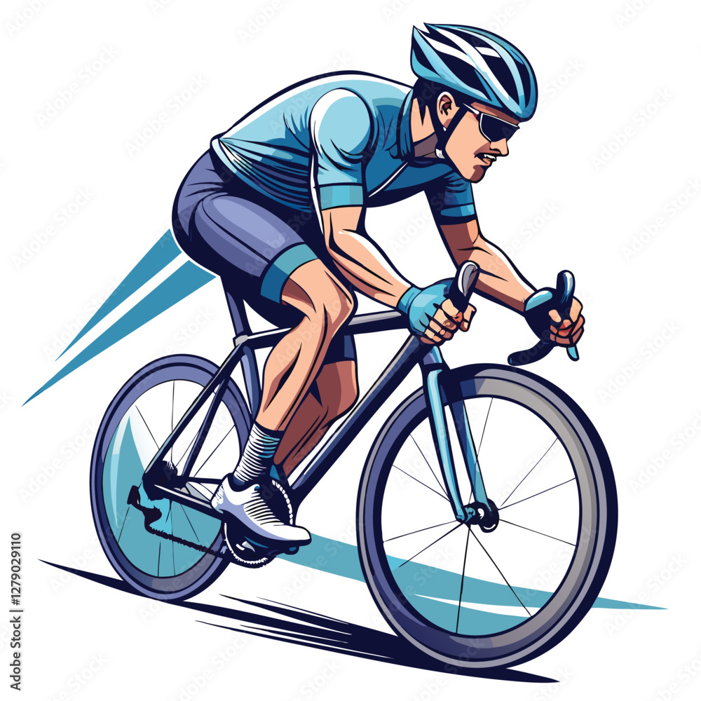 Obraz premium A determined cyclist leans forward, powerfully pedaling uphill against a steep incline, showcasing exertion and perseverance.