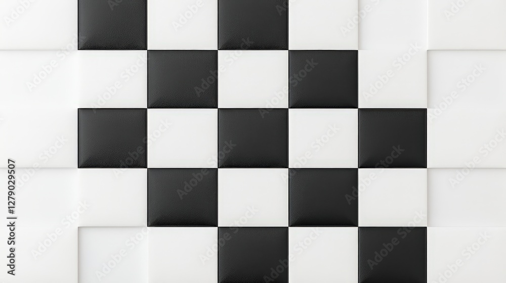 Black and White Checkerboard Pattern with Glossy Tiles for Modern Design and Decoration Black and White Checkerboard Pattern with Glossy Tiles for Modern Design and Decoration