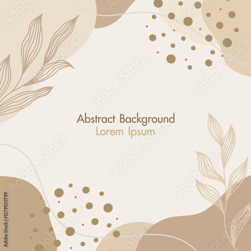 Minimalist abstract background with hand drawn organic shapes and floral and botanical elements. liquid shapes. soft beige and neutral tones pastel colors. vector illustration template design