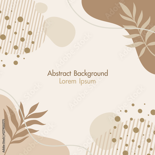 Minimalist abstract background with hand drawn organic shapes and floral and botanical elements. liquid shapes. soft beige and neutral tones pastel colors. vector illustration template design
