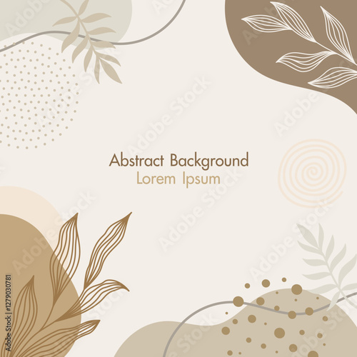 Minimalist abstract background with hand drawn organic shapes and floral and botanical elements. liquid shapes. soft beige and neutral tones pastel colors. vector illustration template design