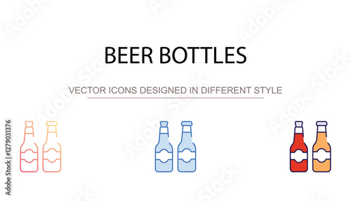 Beer Bottles icon design with white background stock illustration