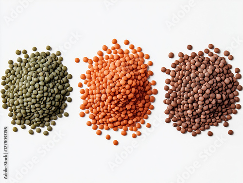 Close-Up of Red, Green, and Brown Lentils