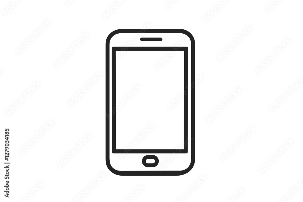 smart phone icon solid black line on a white background. smart phone icon solid black line on a white background.
