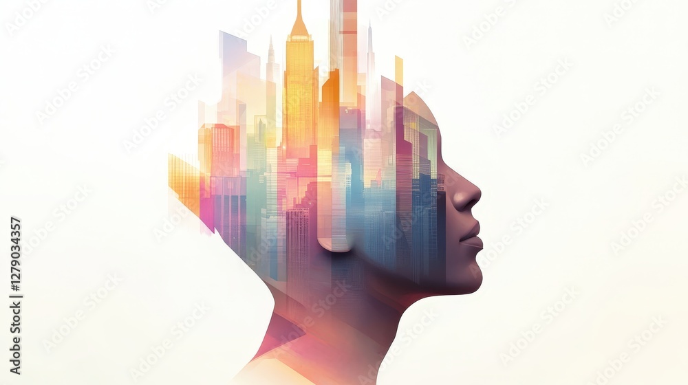 A Cityscape Within A Persons Mind A Visionary Image