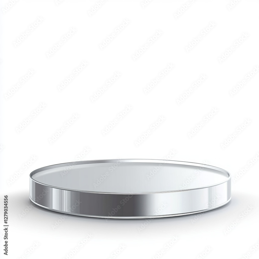 Sleek Silver Round Display Platform - Modern Architectural Design for Product Presentation Sleek Silver Round Display Platform - Modern Architectural Design for Product Presentation