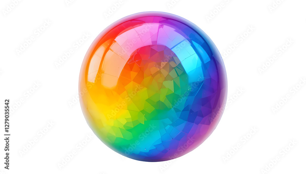 Vibrant rainbow gradient sphere, showcasing vivid and blended colors, isolated on transparent background