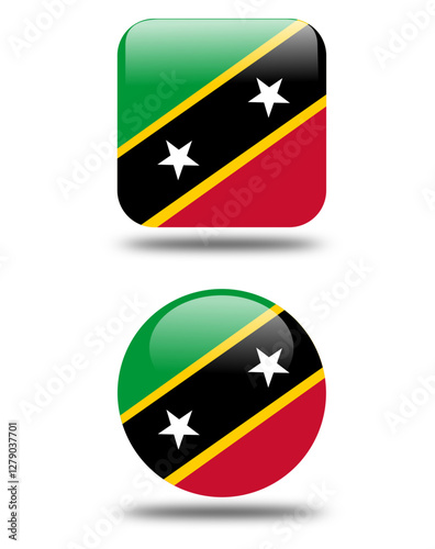 set 3d look flag of saint kitt and nevis