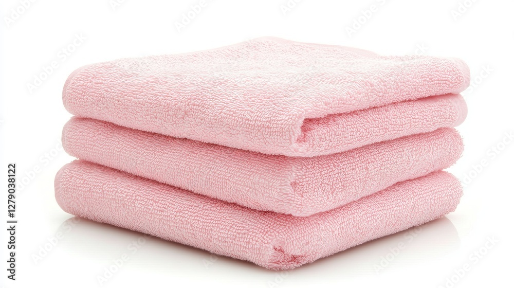 A Stack of Delicate Pink Towels: Soft, Absorbent, and Ready for a Relaxing Day A Stack of Delicate Pink Towels: Soft, Absorbent, and Ready for a Relaxing Day