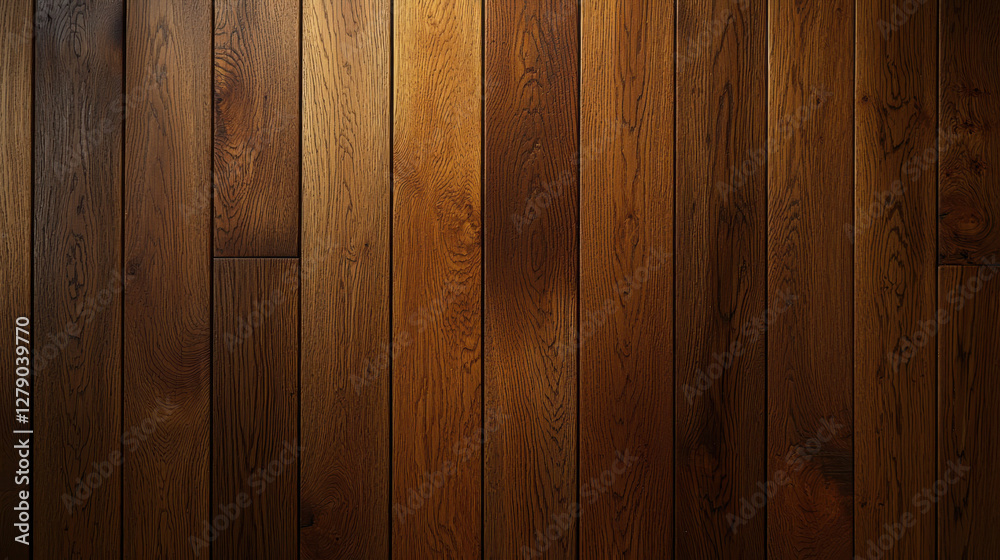 Naklejka premium Warm golden hues of honey oak wooden planks create cozy feel