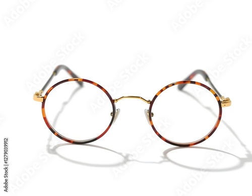 Elegant vintage reading glasses with tortoiseshell frames and detailed design, isolated on white