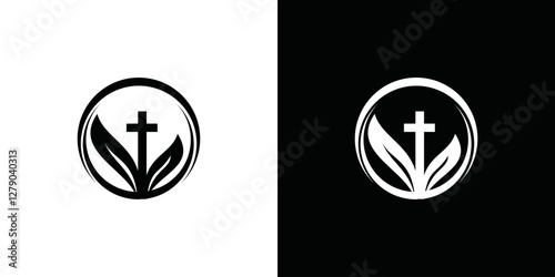 simple hand and cross logo vector