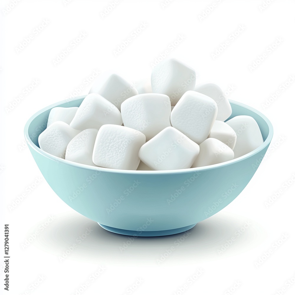 A Delectable Display of Fluffy Marshmallows in a Light Blue Bowl. A Sweet and Delightful Visual Feast of Crispy, Square-Shaped Treats. A Delectable Display of Fluffy Marshmallows in a Light Blue Bowl. A Sweet and Delightful Visual Feast of Crispy, Square-Shaped Treats.