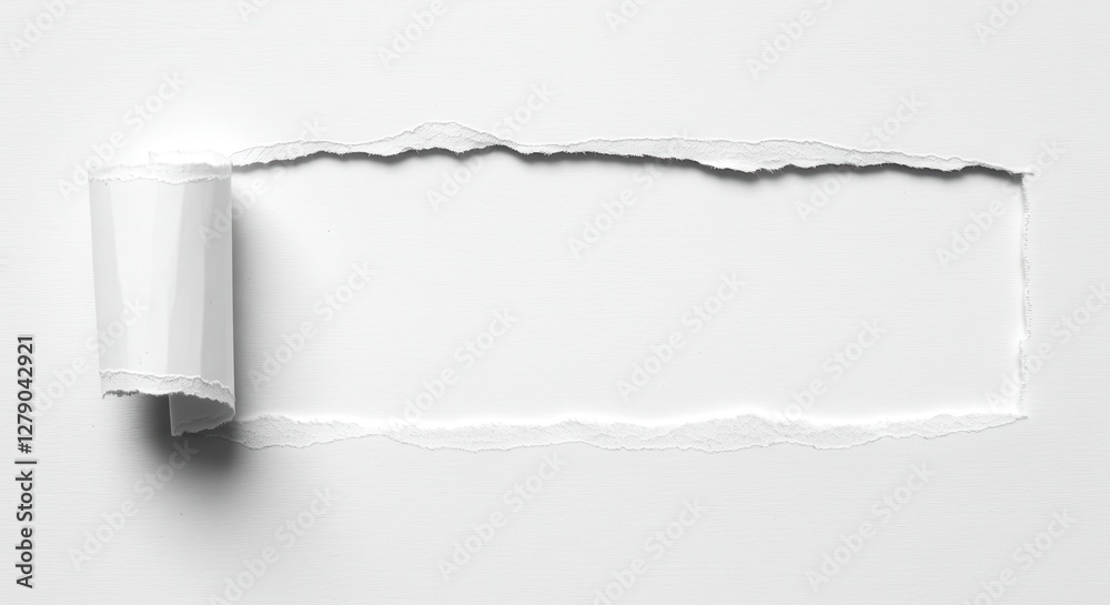 Fototapeta premium White Torn Paper Pieces Isolated on White