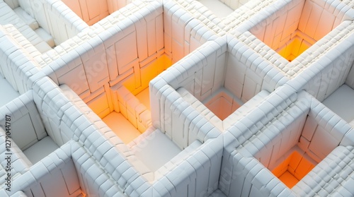 An abstract pattern with geometric shapes embedded in a grid of fine lines