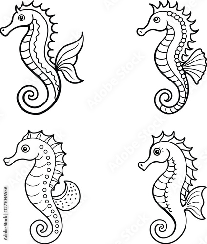 set of fish line art Coloring Page  