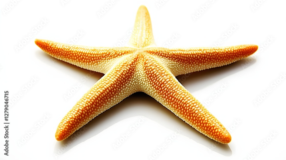 Vibrant Orange Starfish Isolated on White Background with Detailed Texture and Geometric Star Shape Vibrant Orange Starfish Isolated on White Background with Detailed Texture and Geometric Star Shape
