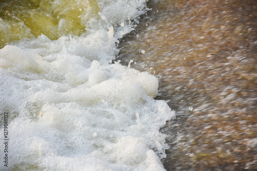 Splashing water from man-made water pumps