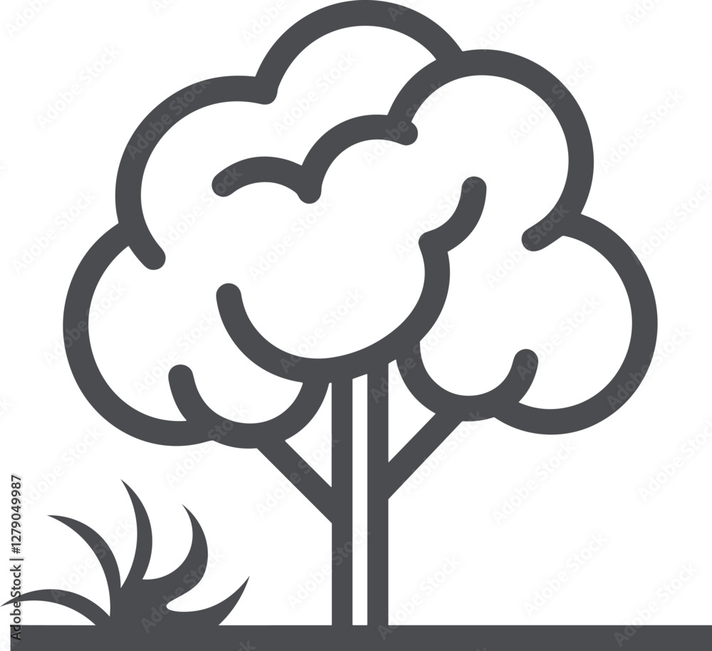 Tree icon solid black line on white background. Tree icon solid black line on white background.