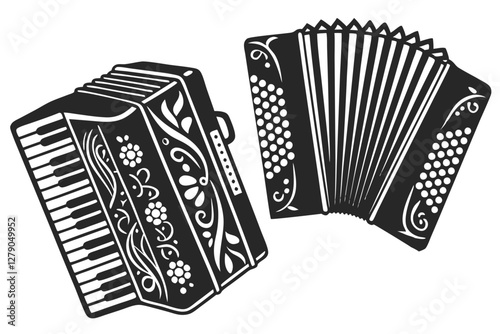 set of Accordion silhouette vector illustration