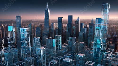 new york city skyline, Futuristic Skyline of a Modern Metropolis Background design